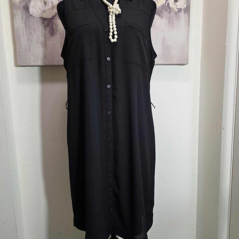 Express Botton-down Black Shirt With No Waist Tie - Picture 3 of 5